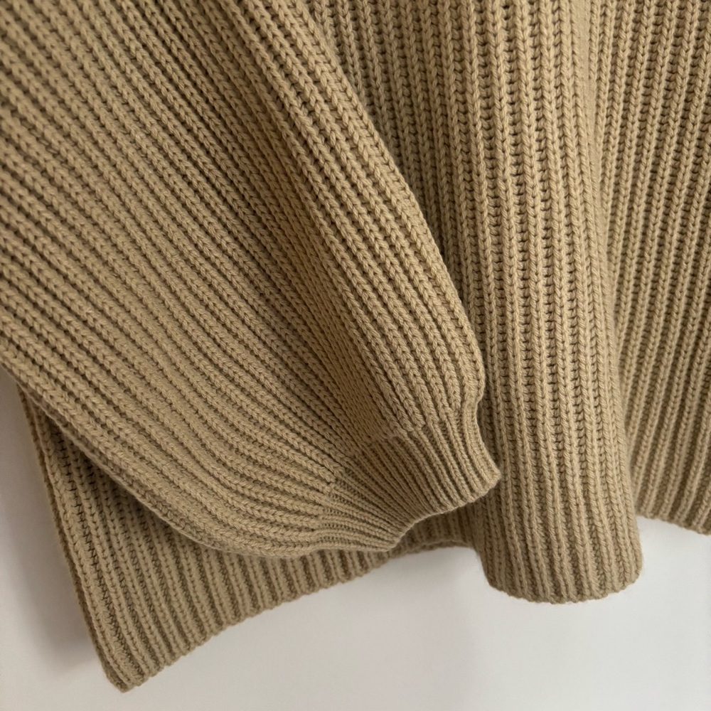NA-KD | Tan Cozy Slouchy Oversized Neutral Chic Half Zip Knit Sweater | Size M - Picture 5 of 7